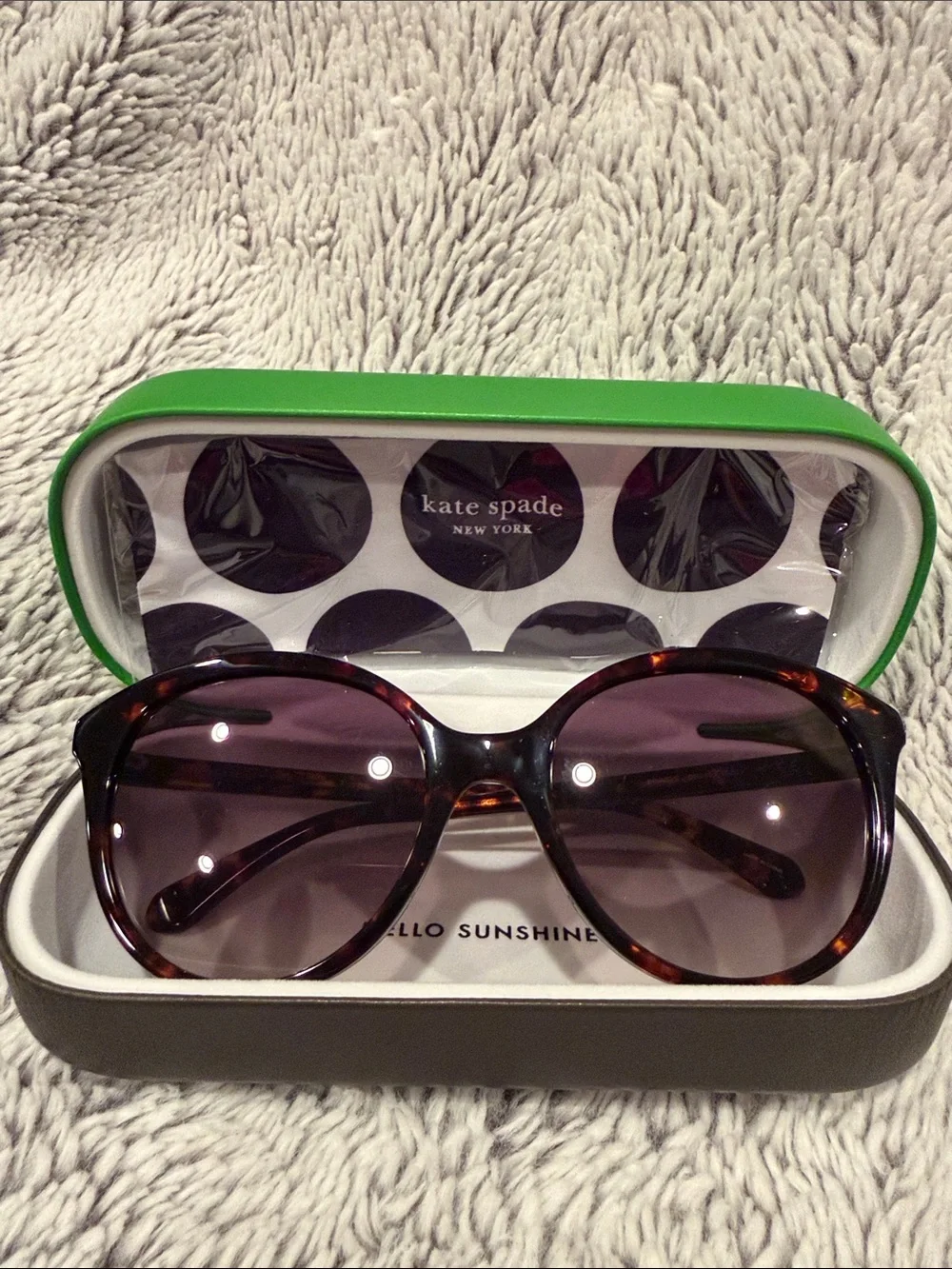 kate spade tortoise shell oversized sunglasses with purple gradient lenses